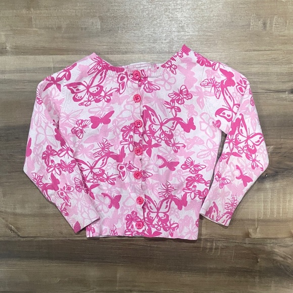$1 - Old Navy Pink Butterfly Print Kids Button Down Shirt - Picture 1 of 4